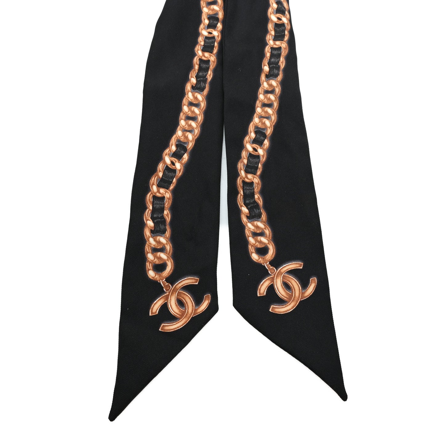 Silk Lambskin Chain CC Bandeau Belt 90/36 Black