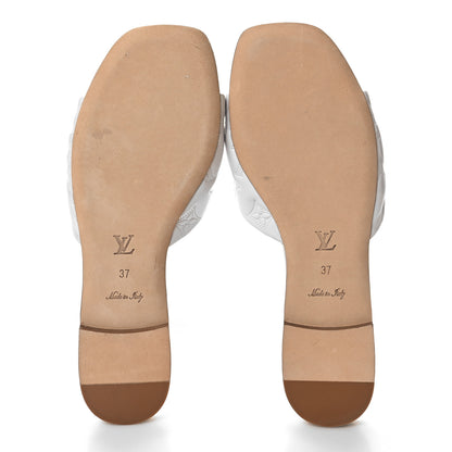 Louis Vuitton Lambskin Embossed Monogram Revival Flat Mules 37 White 5 of 8