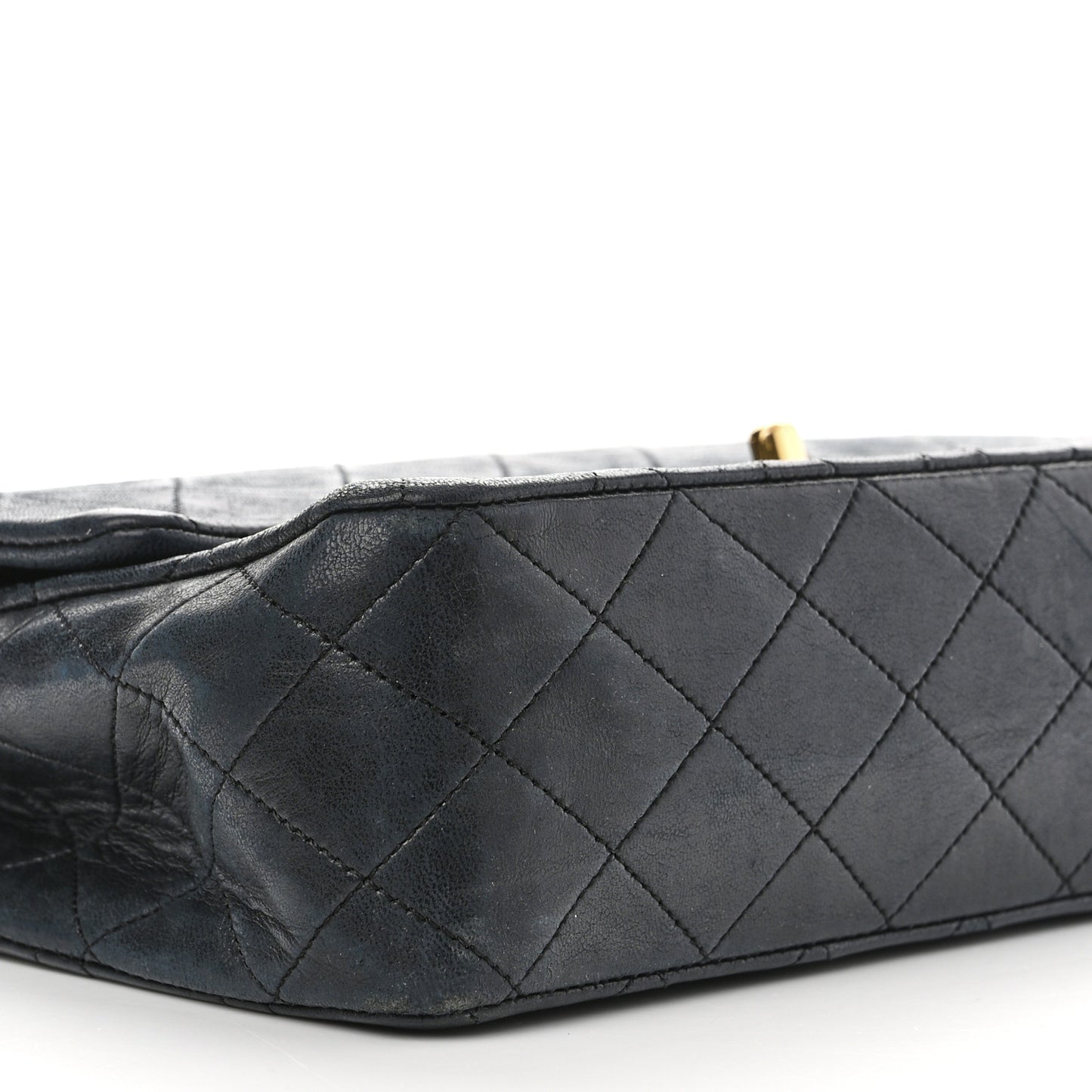 Lambskin Quilted Medium Double Flap Navy