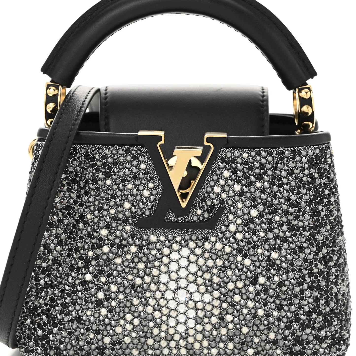 Crystal Cowhide Nano Capucines Silver Black