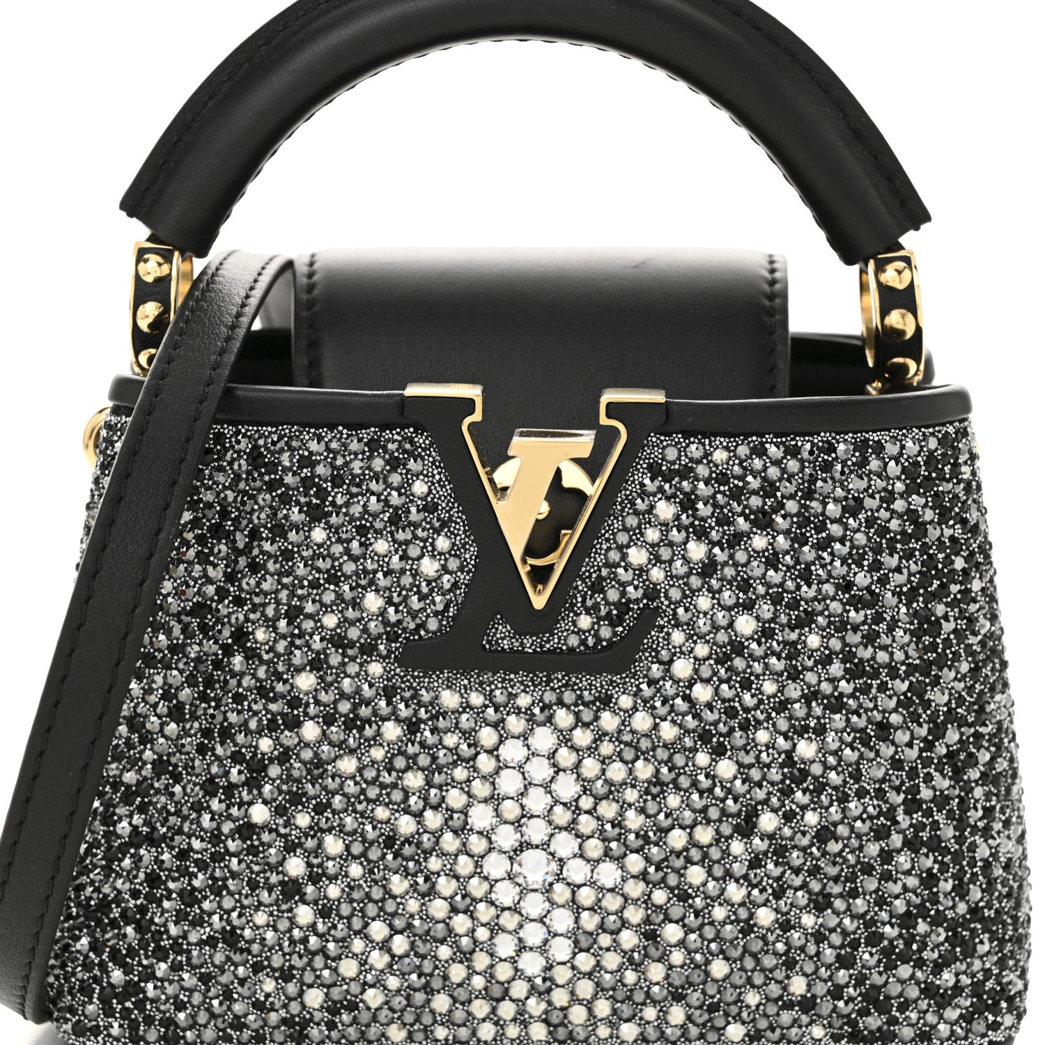Louis Vuitton Crystal Cowhide Nano Capucines Silver Black 8 of 10