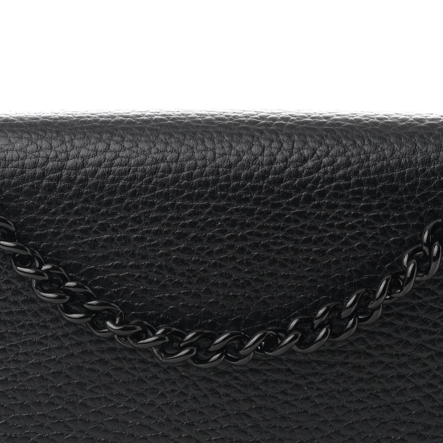 Dollar Calfskin Enamel Monochrome Mini GG Marmont Chain Wallet Black
