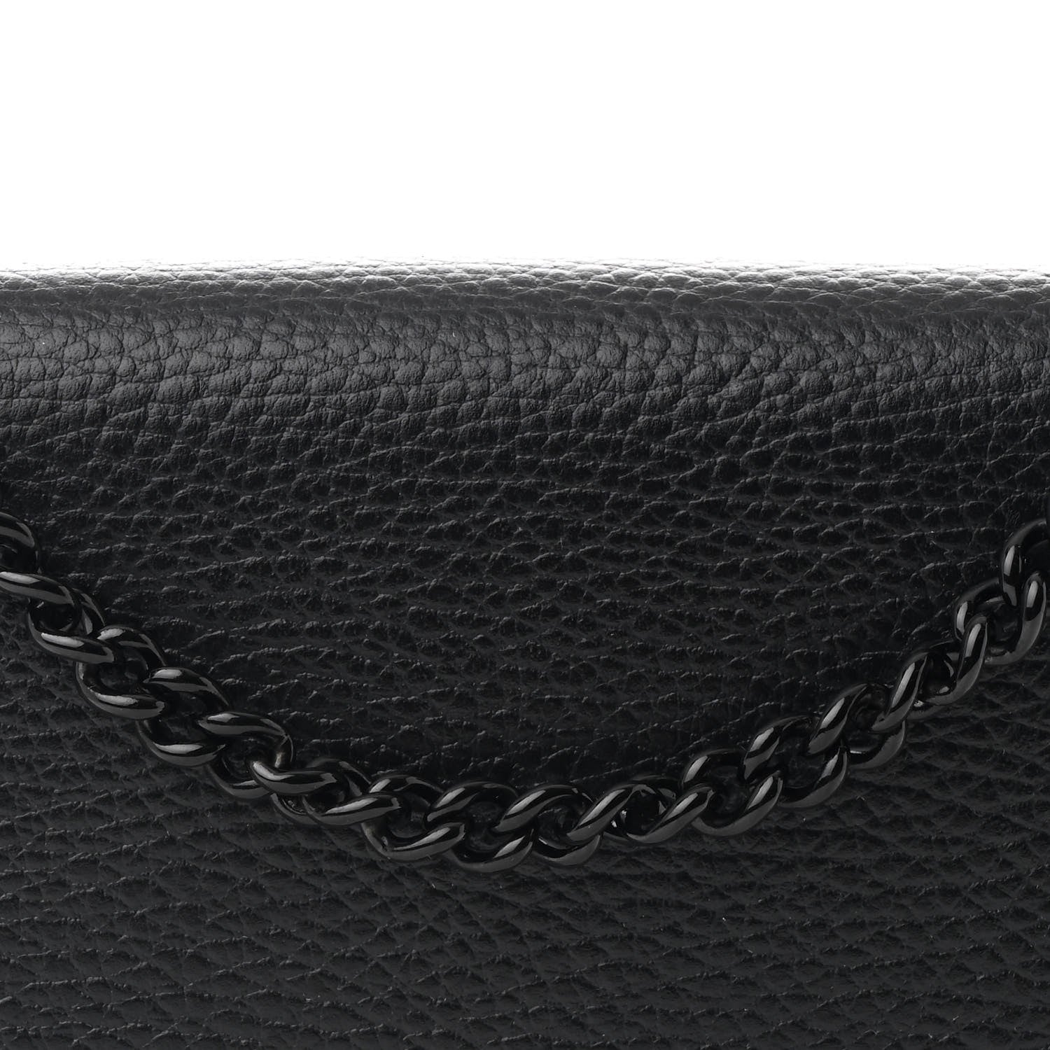 Gucci Dollar Calfskin Enamel Monochrome Mini GG Marmont Chain Wallet Black 7 of 11