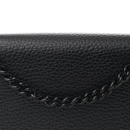Gucci Dollar Calfskin Enamel Monochrome Mini GG Marmont Chain Wallet Black 7 of 11