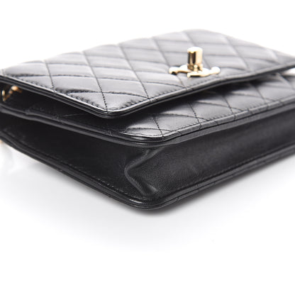 Chanel Lambskin Quilted Trendy CC Wallet On Chain WOC Black 8 of 9