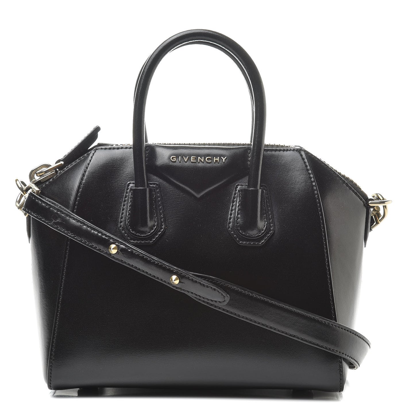 Shiny Lord Calfskin Mini Antigona Black