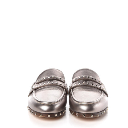 Valentino Garavani Metallic Lambskin Soul Rockstud Flat Mules 39 Silver 2 of 15