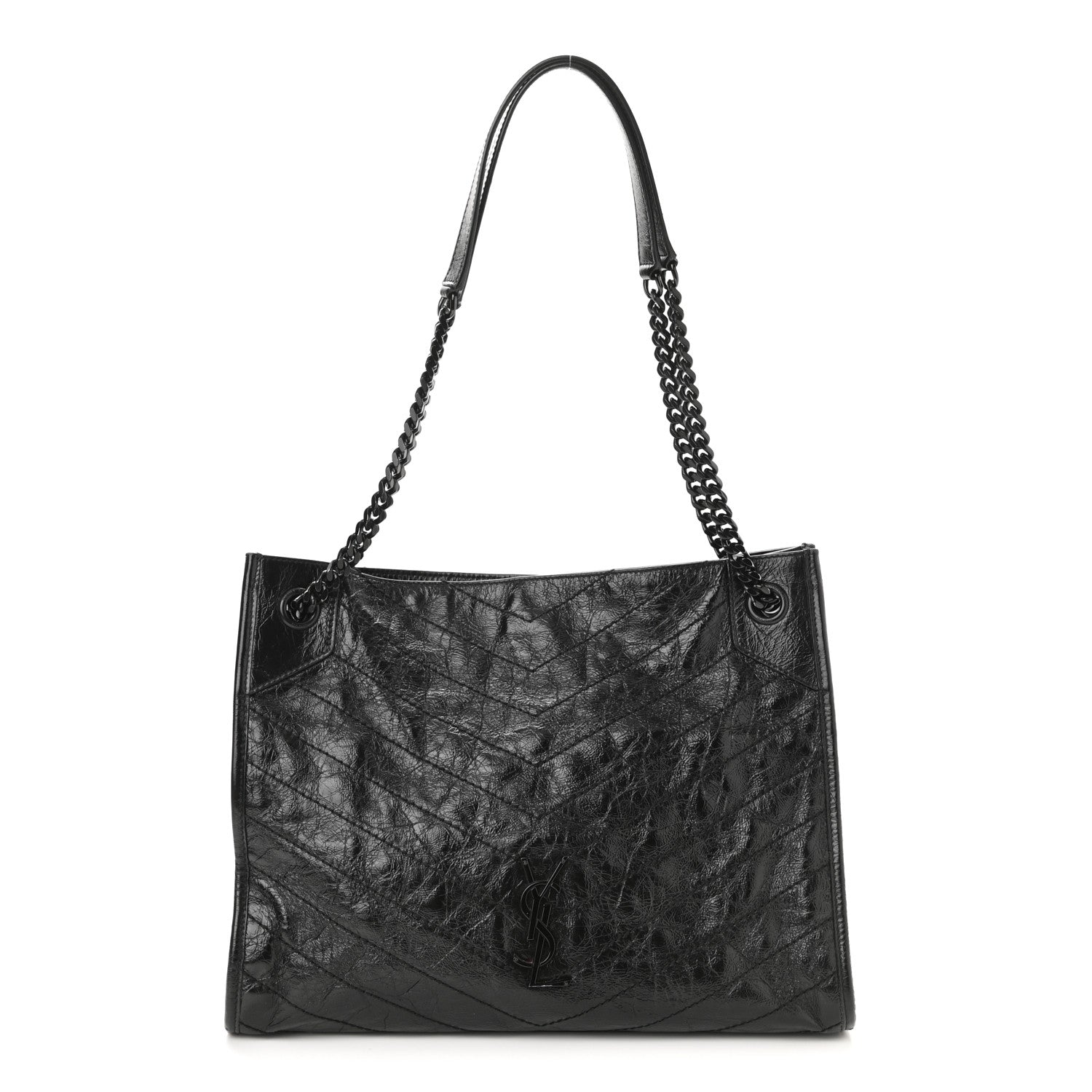 Saint Laurent Crinkled Calfskin Matelasse Monogram Medium Niki Shopper Tote Black 1 of 10