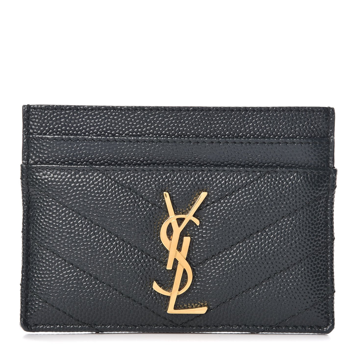 Grain De Poudre Matelasse Chevron Monogram Credit Card Case Algae