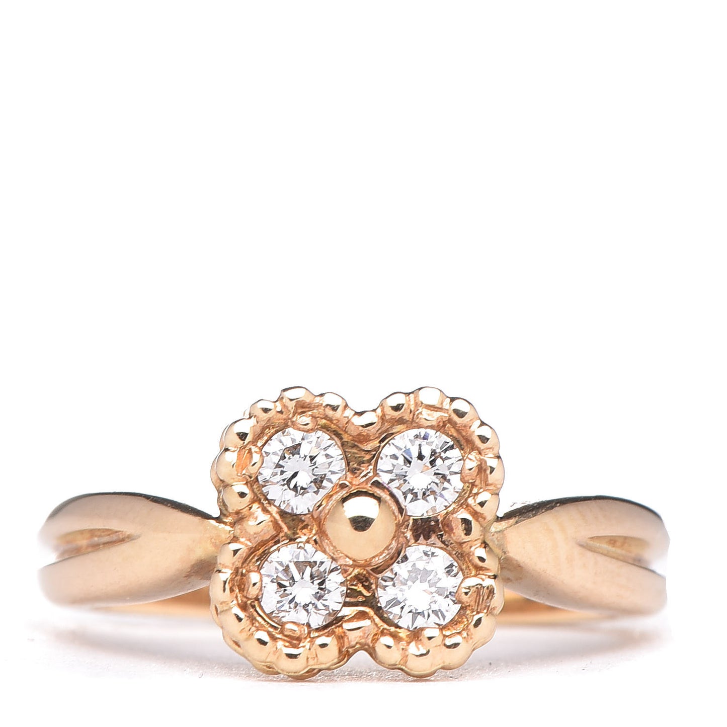 18K Yellow Gold Diamond Flower Ring 48 4.25