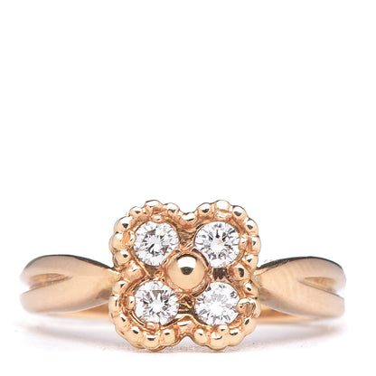 Van Cleef & Arpels 18K Yellow Gold Diamond Flower Ring 48 4.25 1 of 4