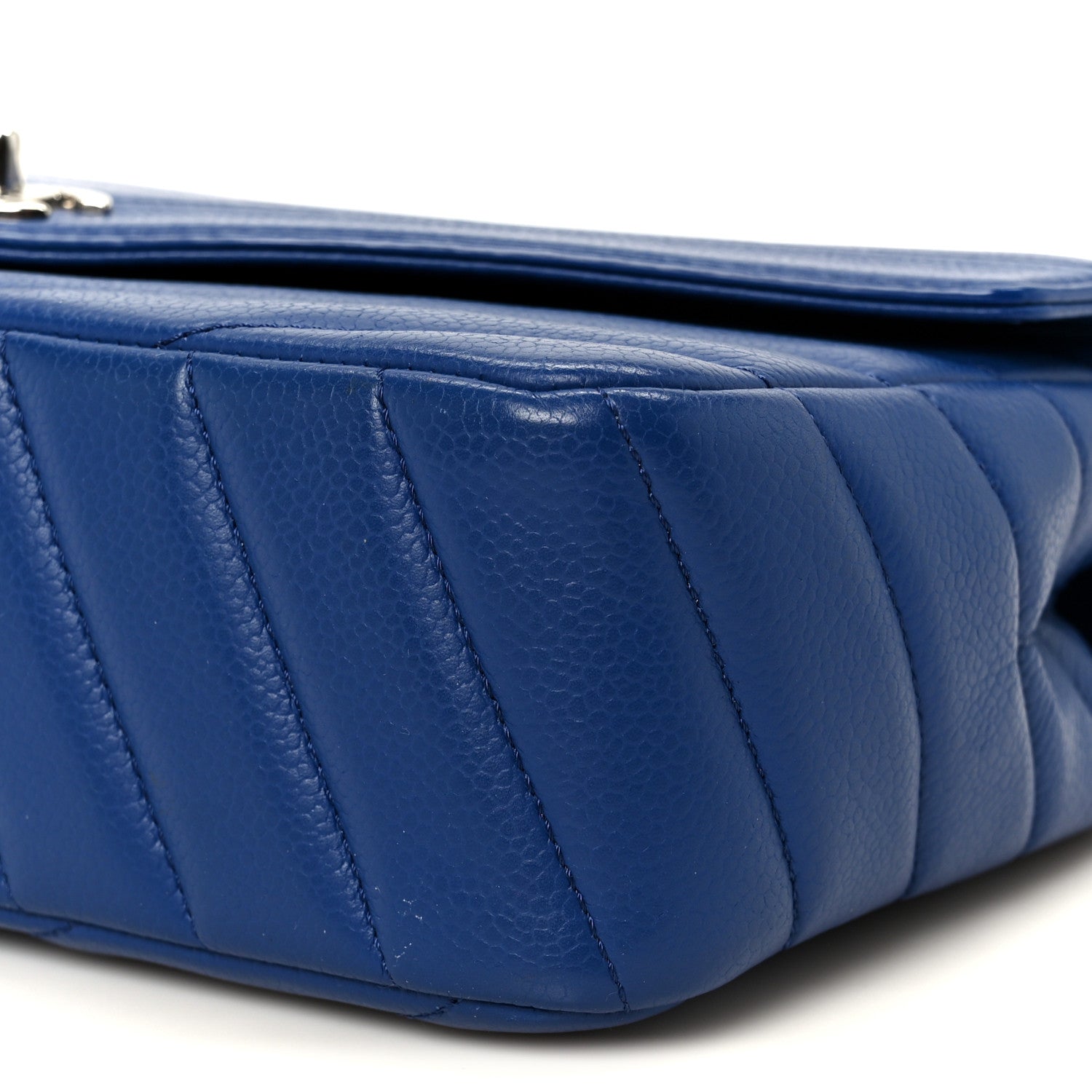 Chanel Caviar Chevron Quilted Single Flap Blue 11 of 11