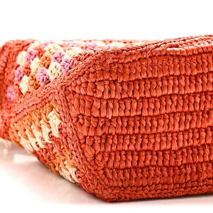 Loewe Raffia Crochet Calfskin Paula's Ibiza Mini Puzzle Edge Bag Bright Orange Pink 8 of 9