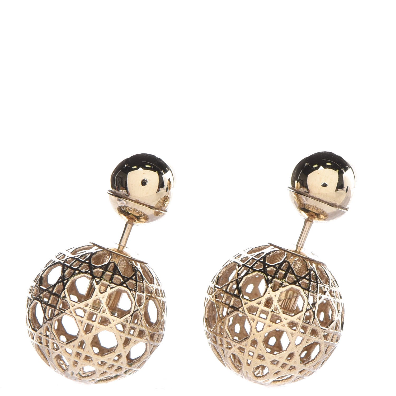 Christian Dior Cannage Mise En Dior Tribal Earrings Gold 1 of 5