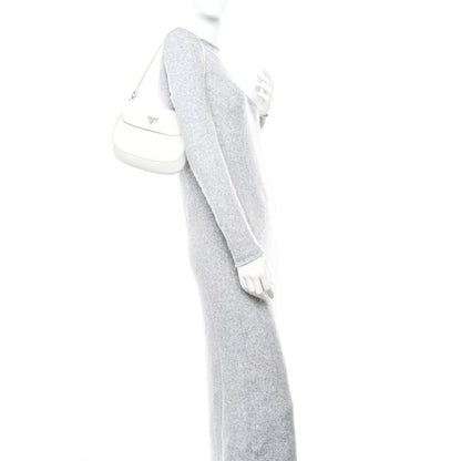 Prada Spazzolato Cleo Flap Shoulder Bag White 2 of 14