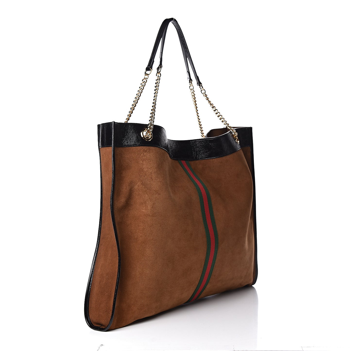 Suede Patent Maxi Rajah Chain Tote Nocciola Black