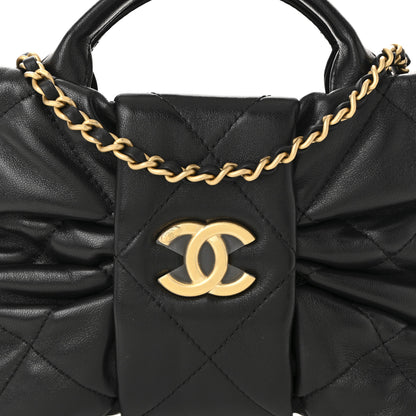 Chanel Lambskin Quilted Mini Bow Bag Black 8 of 10