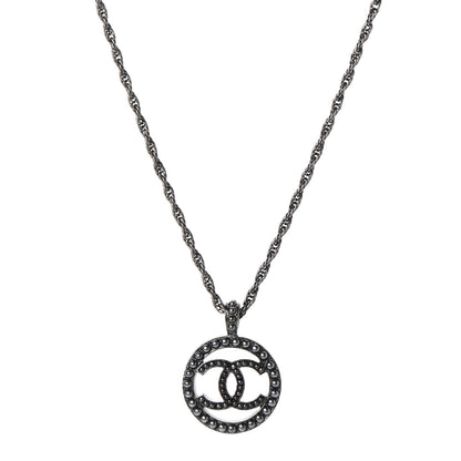 Chanel Ruthenium Pearl CC Round Pendant Necklace 1 of 7
