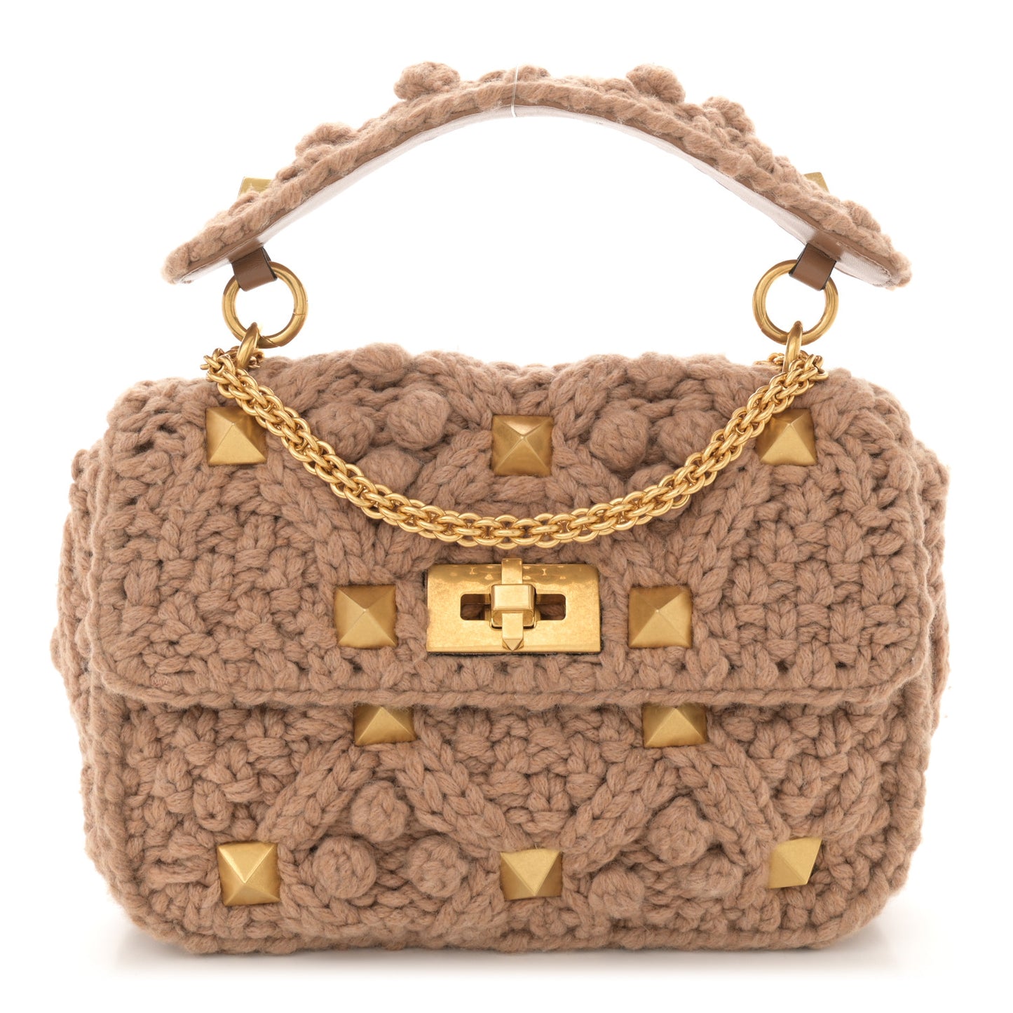 Cashmere Medium Roman Stud Shoulder Bag Brown