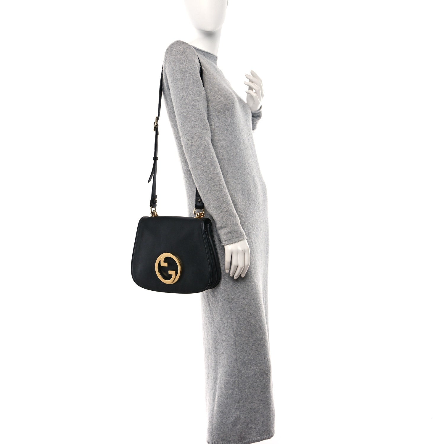 Gucci Roxy Calfskin Web Medium Studded Blondie Shoulder Flap Bag Black 2 of 10
