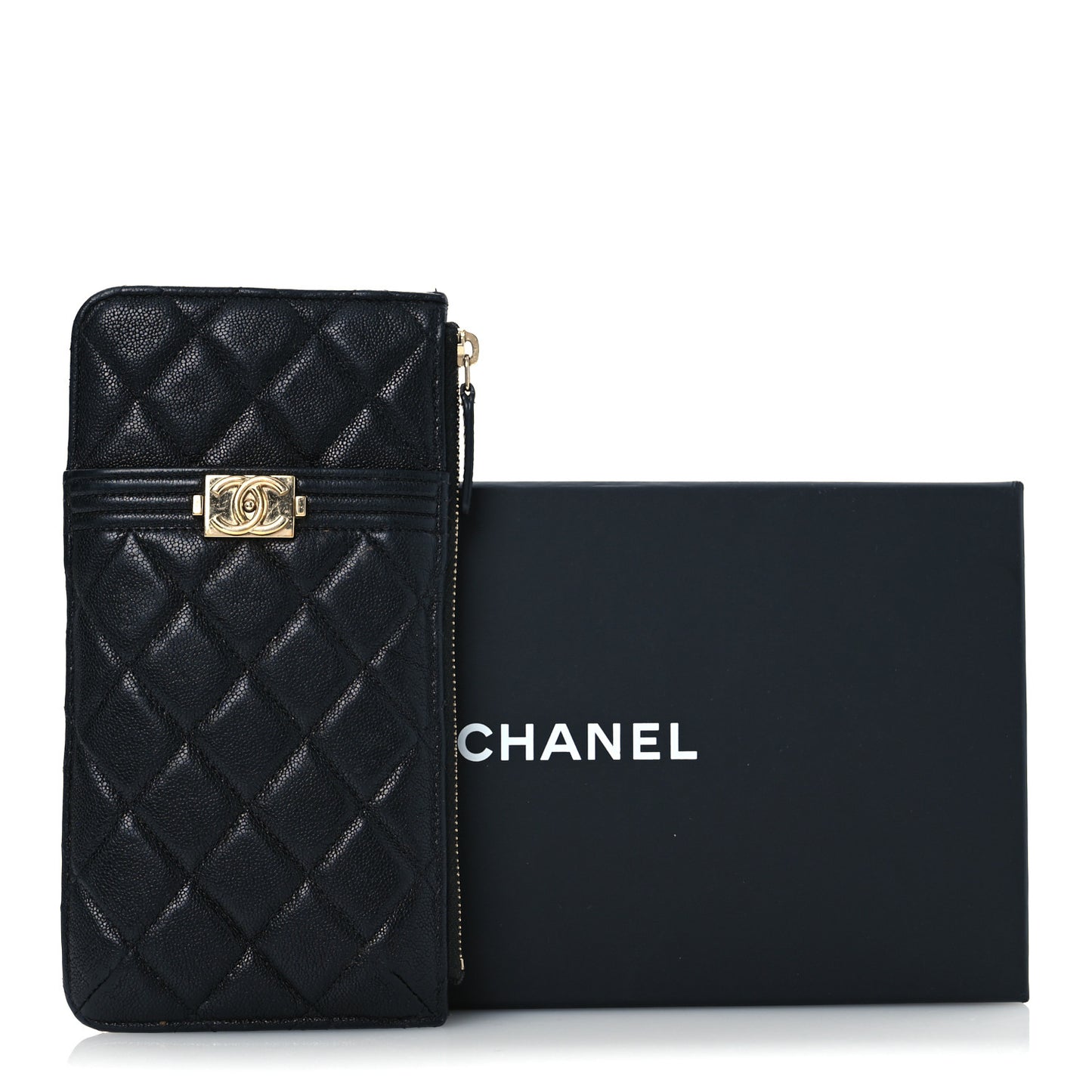 Caviar Quilted Boy iPhone Pouch Black