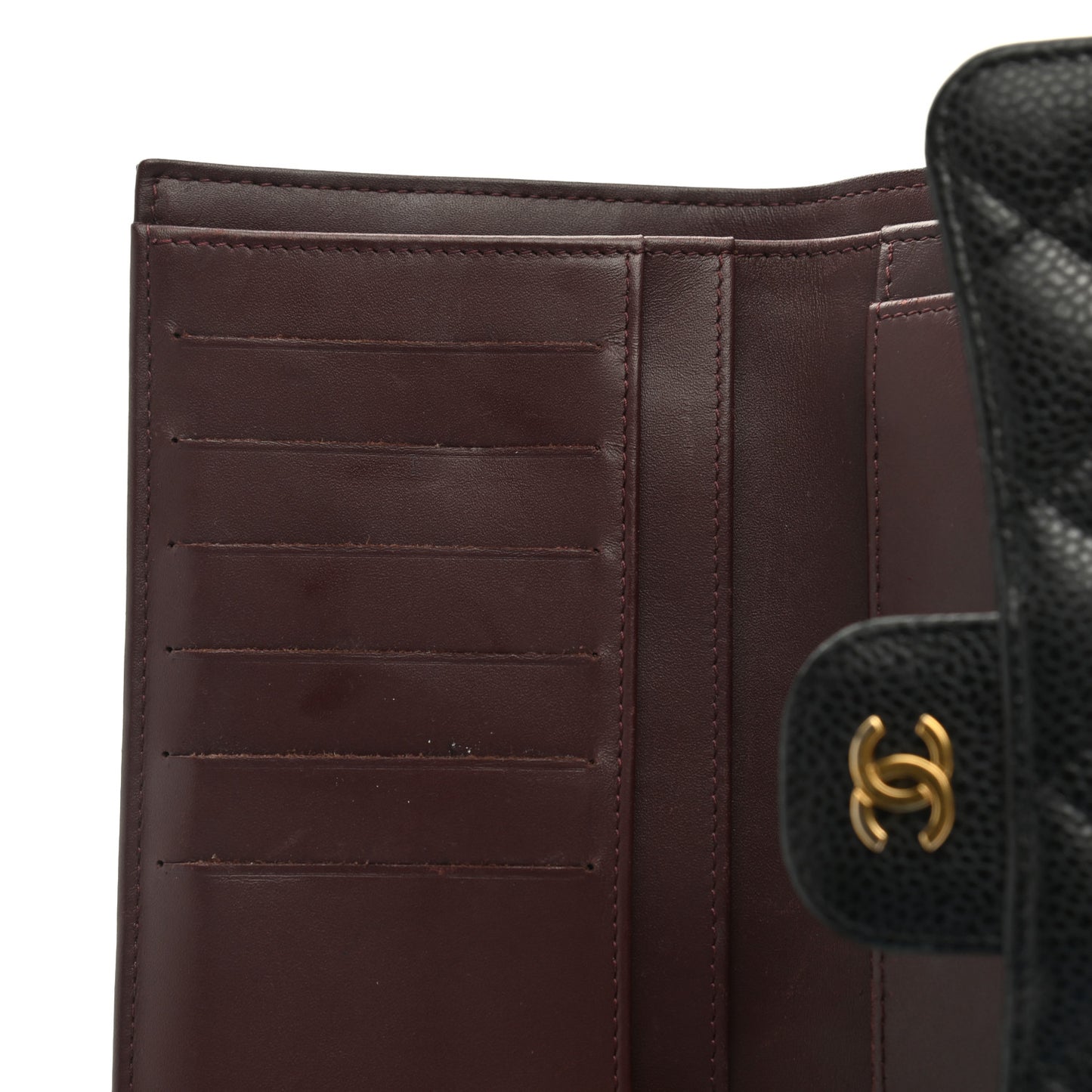 Caviar Quilted Large Flap Wallet Black
