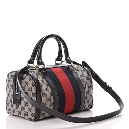 Gucci Monogram Vintage Web Small Boston Navy 4 of 10