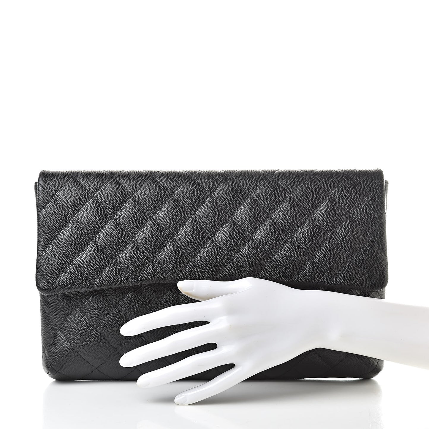 Caviar Quilted Flap Clutch Black