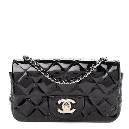 Chanel Patent Calfskin Quilted Extra Mini Rectangular Flap Black 1 of 10