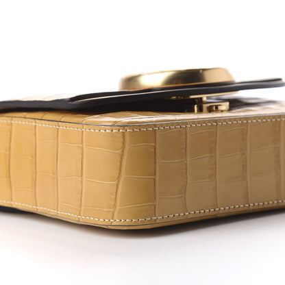 Chloe Calfskin Crocodile Embossed Mini C Double Carry Honey Gold 6 of 9