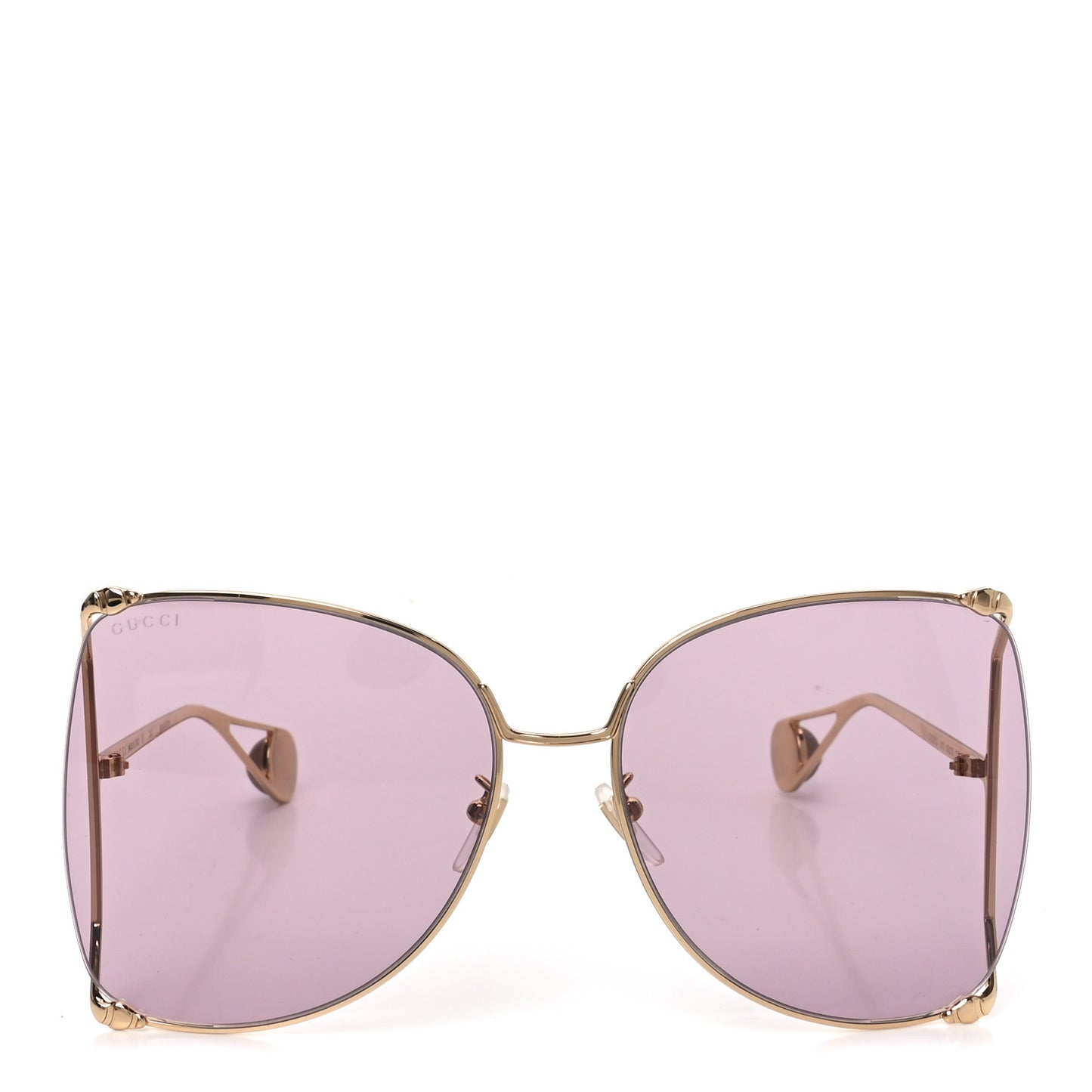 Metal Oversized Round Sunglasses GG0252S Gold Pink
