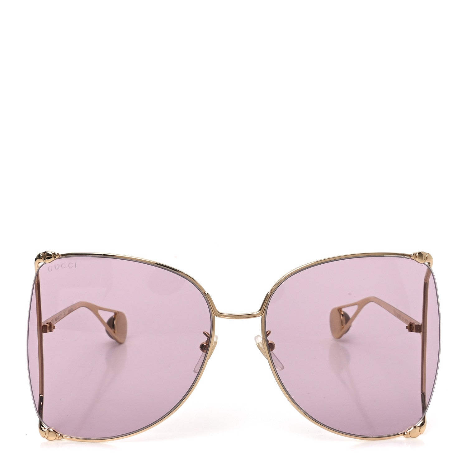 Gucci Metal Oversized Round Sunglasses GG0252S Gold Pink 2 of 7