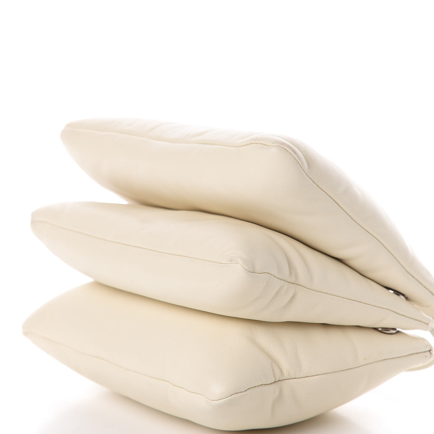 Goatskin Large Pillow Trio Crossbody Bag White