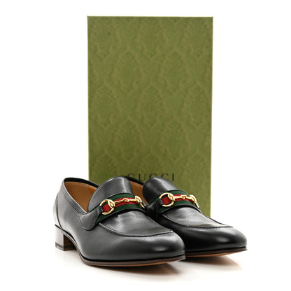 Gucci Goatskin Web Mens Horsebit Loafers 11 Black 9 of 9
