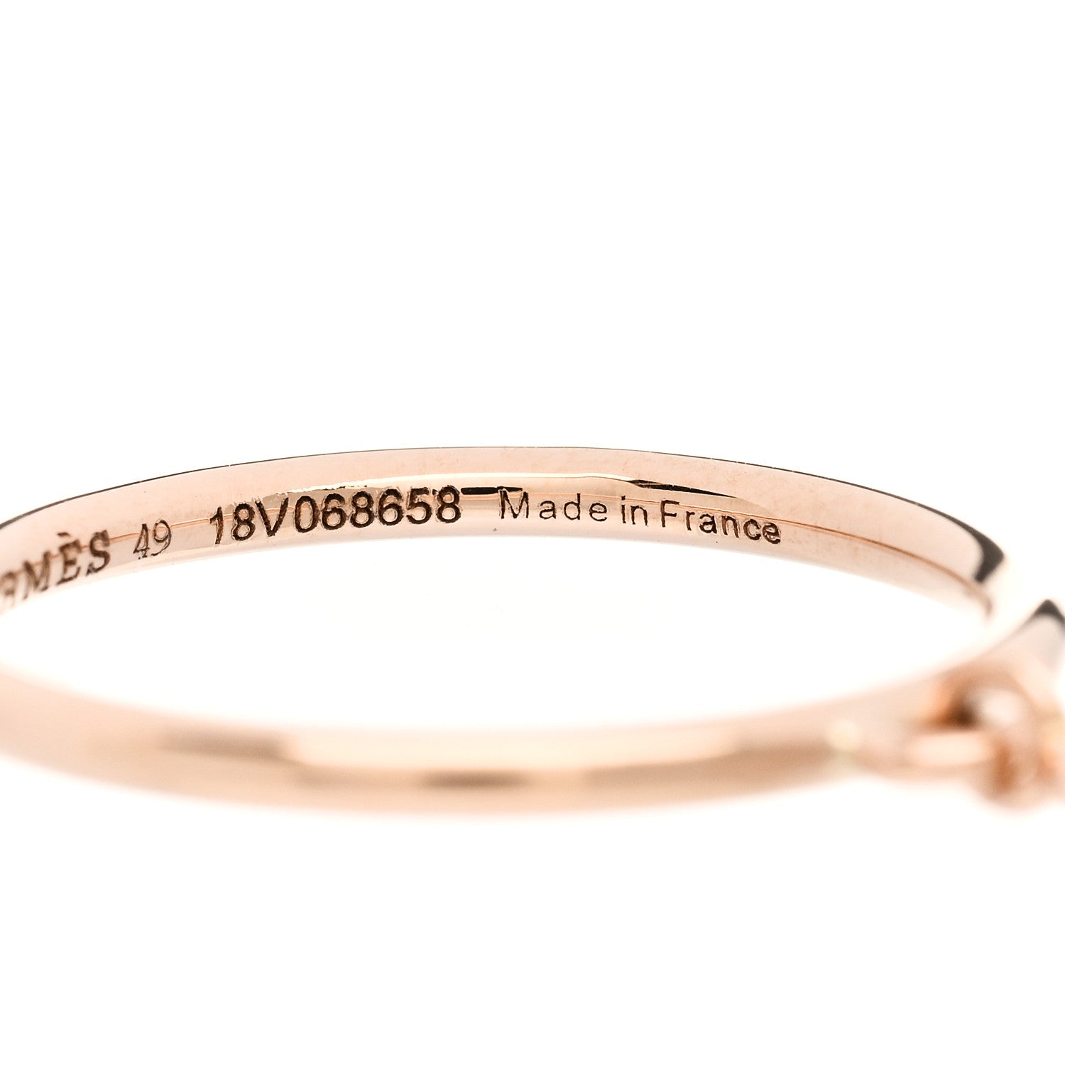 Hermes 18K Rose Gold Gambade H Ring 49 4.75 5 of 6
