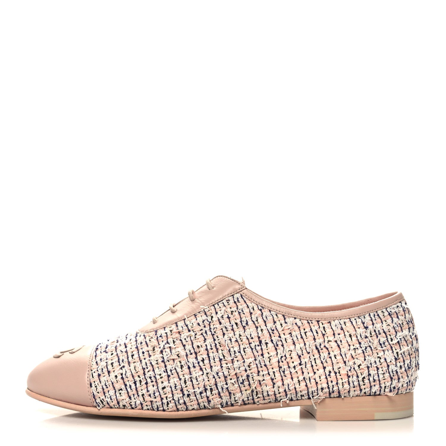 Chanel Tweed Cap Toe CC Lace Up Oxford 36.5 Pink 1 of 10