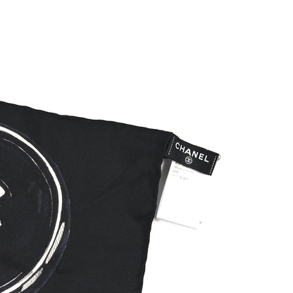 Chanel Silk CC Scarf Black Blue White 3 of 4