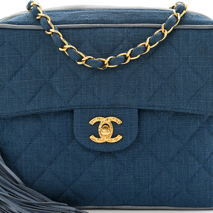 Chanel Canvas Quilted CC Tassel Camera Bag Blue 9 of 11
