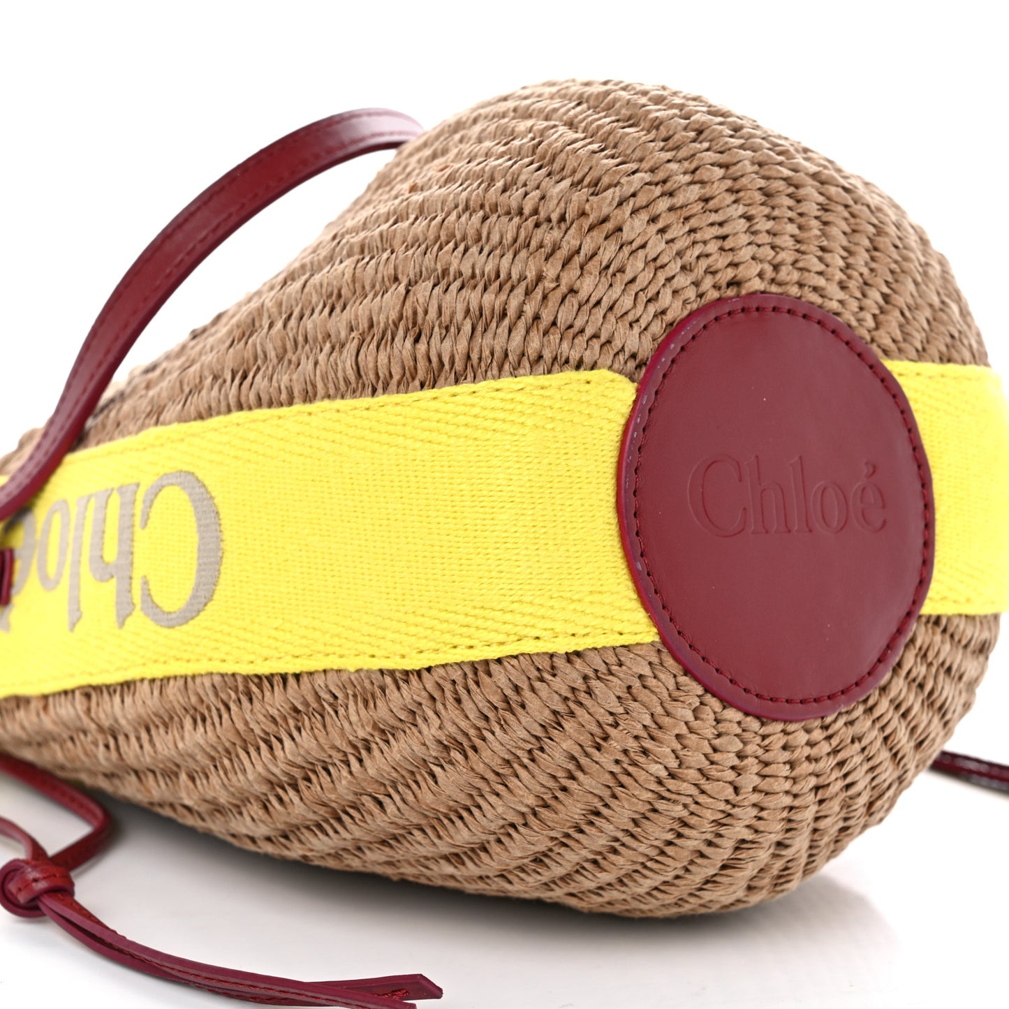 Natural Woven Fiber Small Woody Basket Yellow Beige