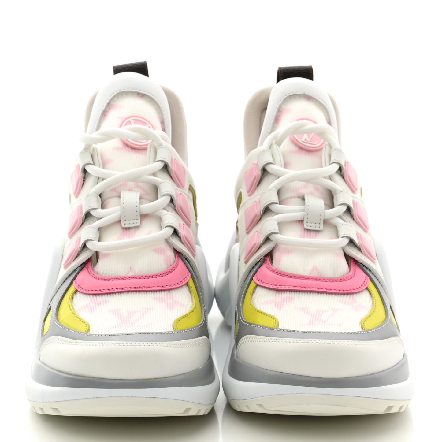 Calfskin Nylon LV Pop Archlight Sneaker 36 Pink Yellow