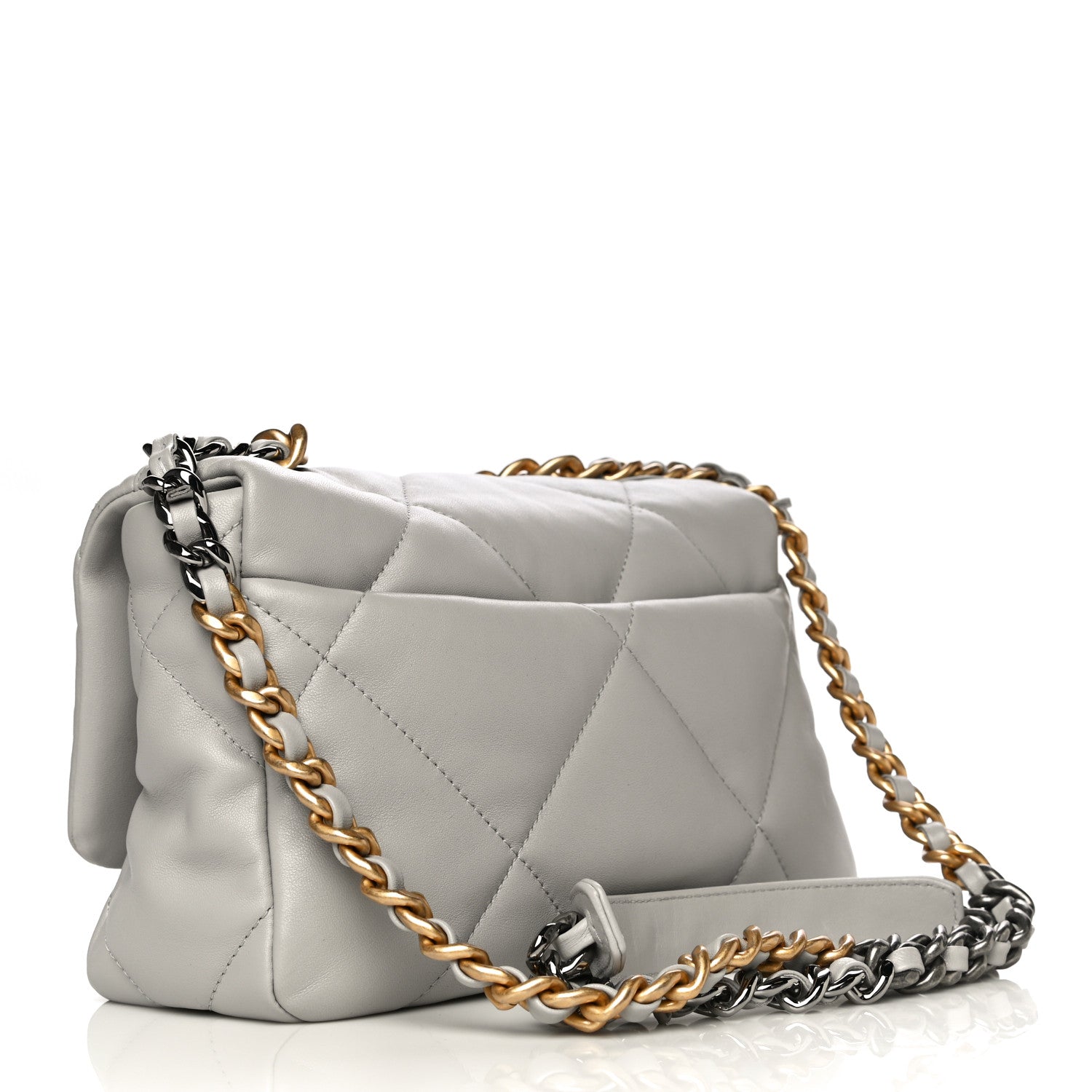 Chanel Lambskin Quilted Medium Chanel 19 Flap Grey 2 of 11