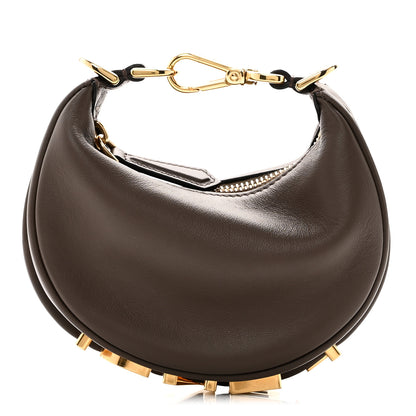 Fendi Vitello Grace New Matte Nano Fendigraphy Hobo Charm Dark Coffee 1 of 10