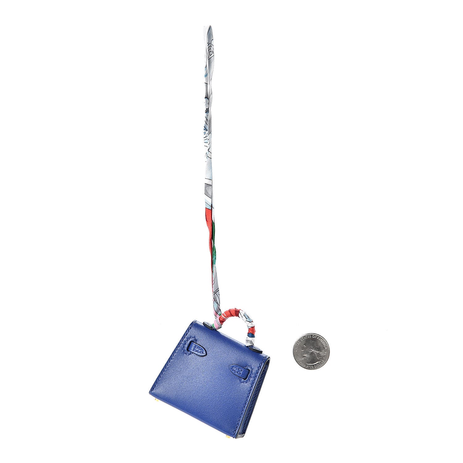 Hermes Tadelakt Mini Kelly Twilly Bag Charm Bleu Electrique 2 of 5
