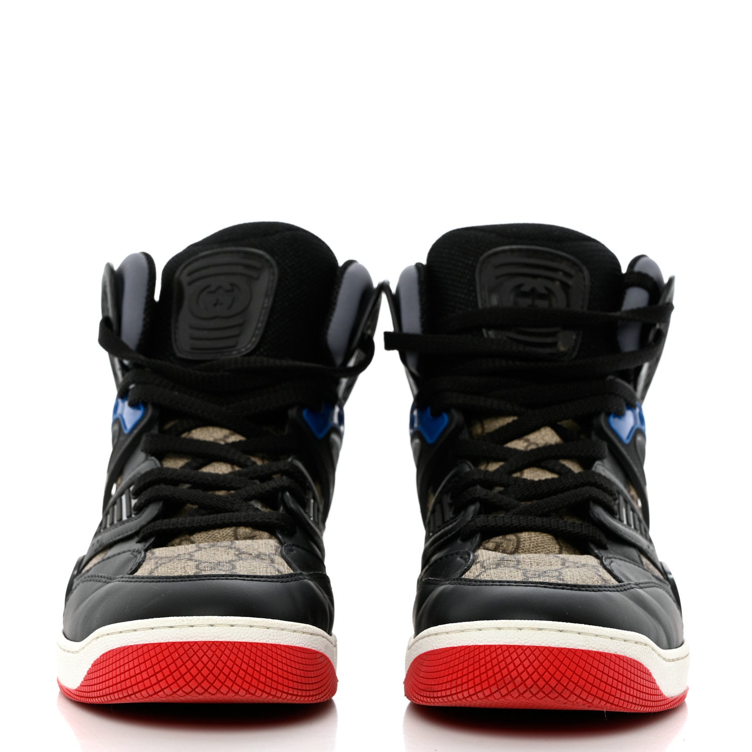 Gucci Demetra GG Supreme Monogram Mens Basket High Top Sneakers 11 Black Beige Ebony Grey 2 of 8