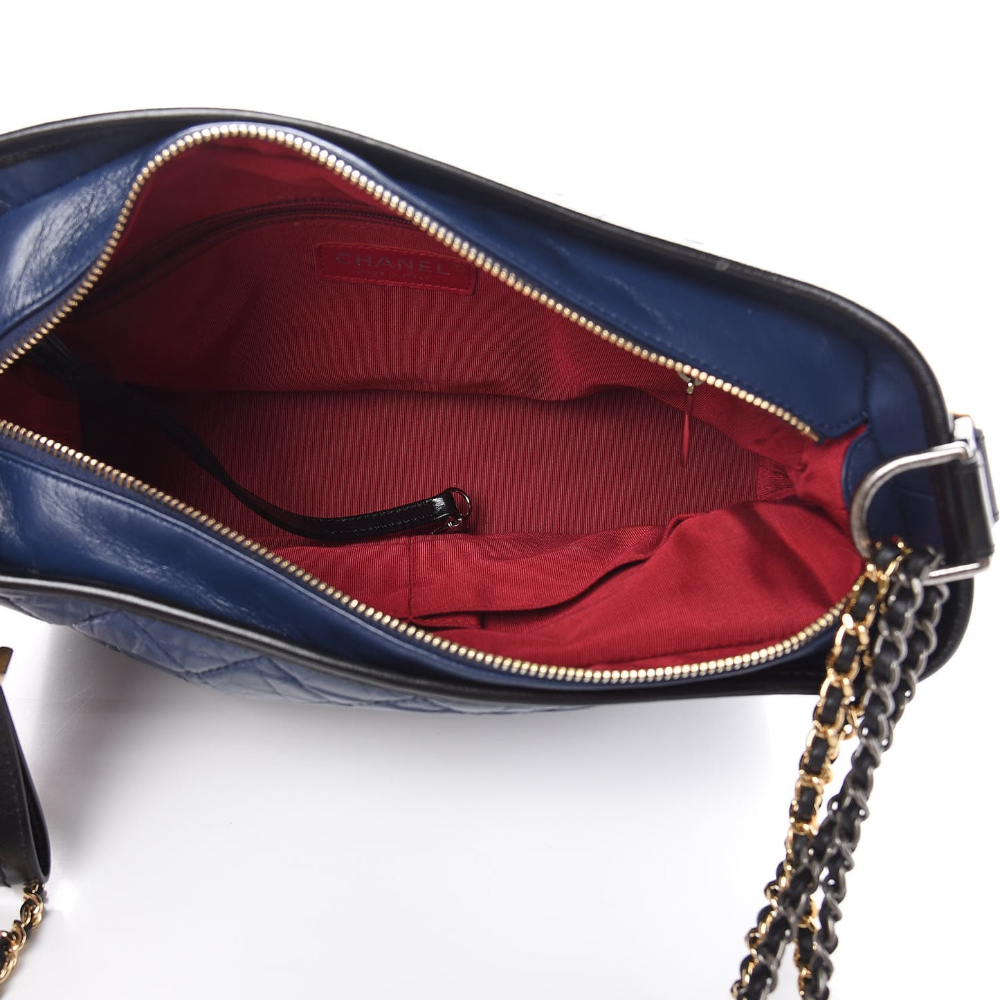 Aged Calfskin Quilted Medium Gabrielle Hobo Navy Black