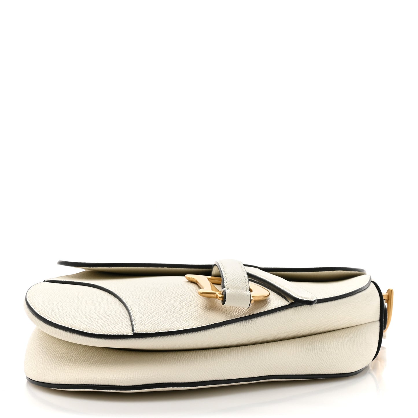 Grained Calfskin Saddle Bag With Strap Latte