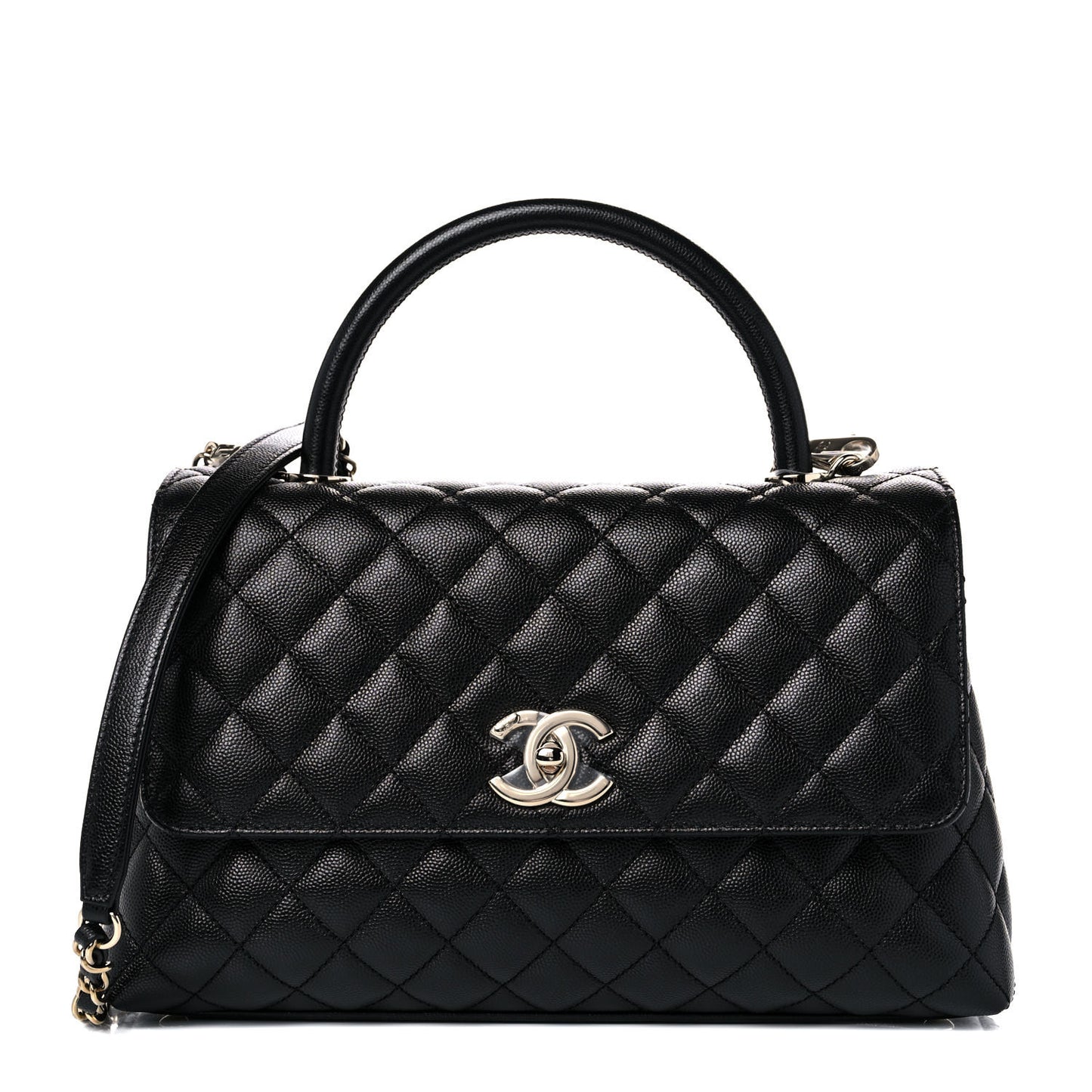 Caviar Quilted Small Coco Handle Flap Black