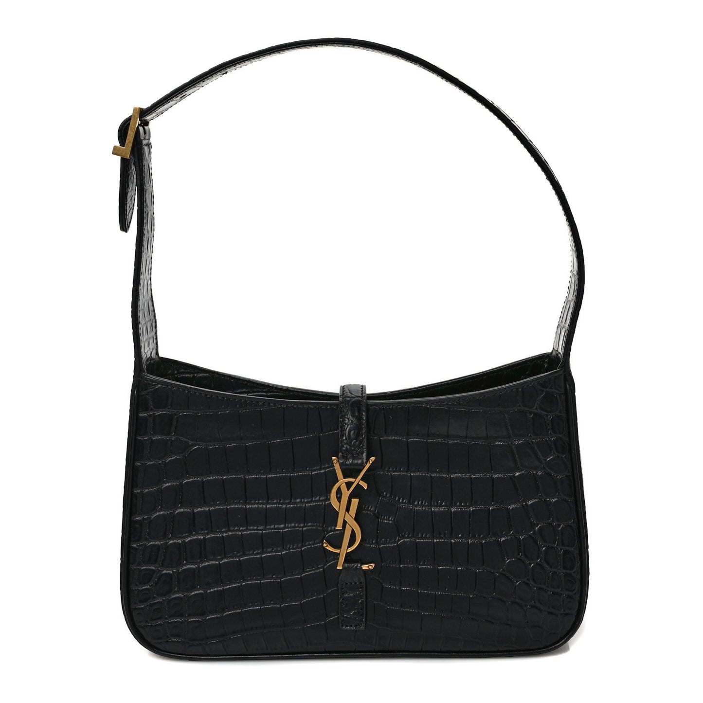 Calfskin Crocodile Embossed Le 5 A 7 Hobo Black