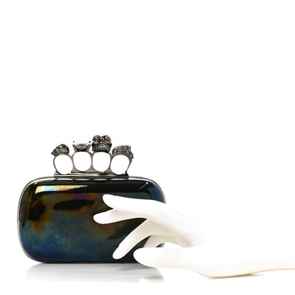 Alexander McQueen Patent Skull Knuckle Oil Slick Duster Box Clutch Multicolor 2 of 8