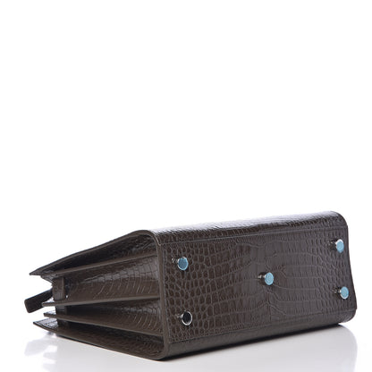 Saint Laurent Calfskin Crocodile Embossed Baby Sac De Jour Dark Brown 4 of 9